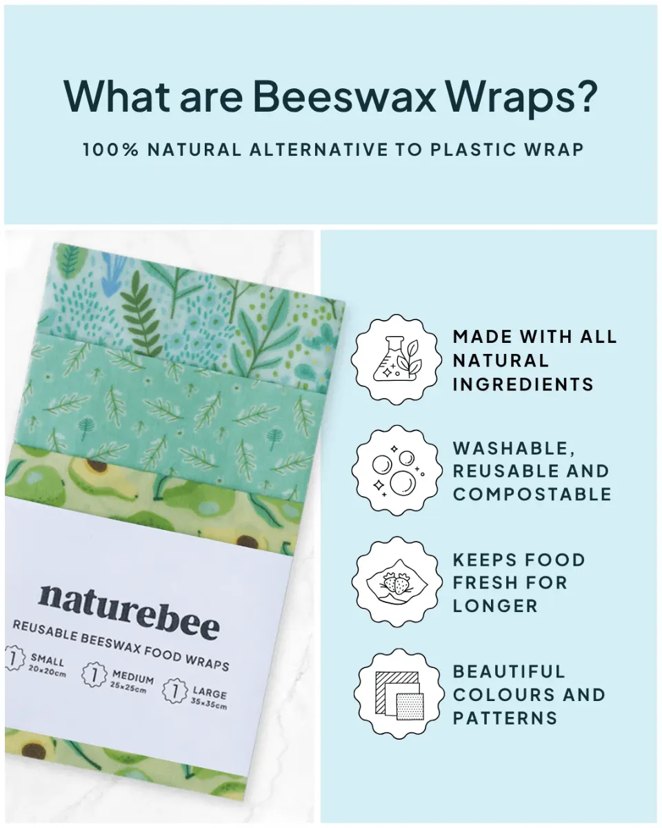Nature Bee Beeswax Wraps – Variety Pack Household Designed in Canada Nature Bee Beeswax Wraps - Variety Pack - Image 2