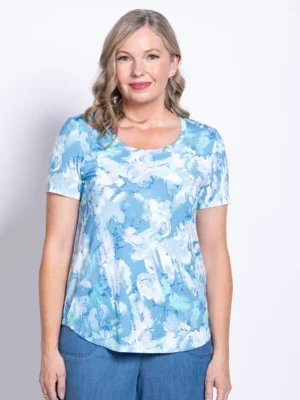Blue Sky – Tessa Tee Printed Tees & Tanks Bamboo Blue Sky - Tessa Tee Printed