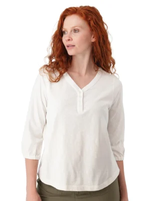 Old Ranch – Este 3/4 Sleeve Organic Cotton Henley Tees & Tanks Blouse