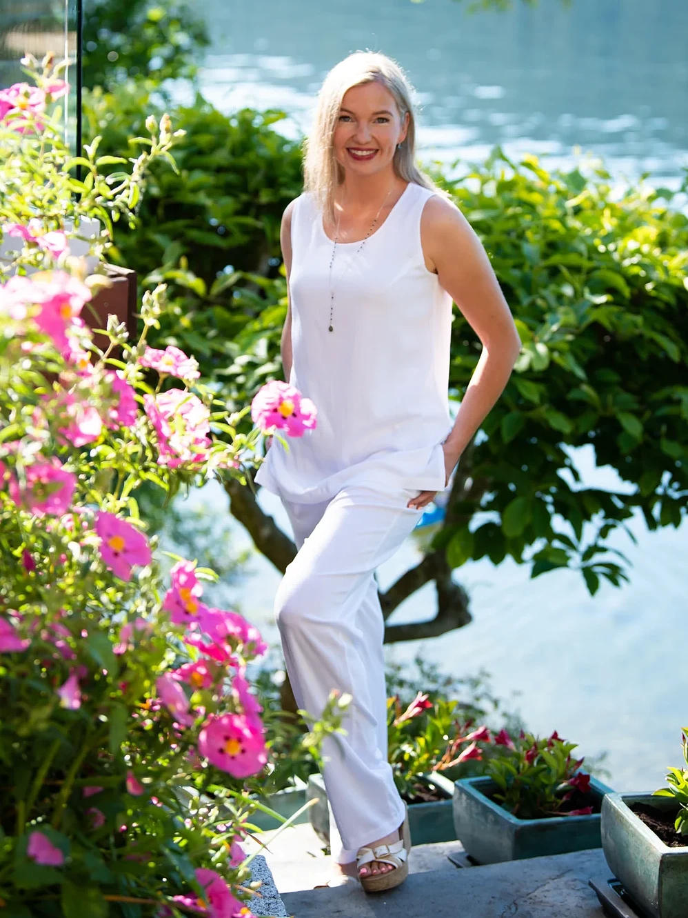 Blue Sky – Dena Tank – Linen Bamboo Tees & Tanks Bamboo Blue Sky - Dena Tank - Linen Bamboo