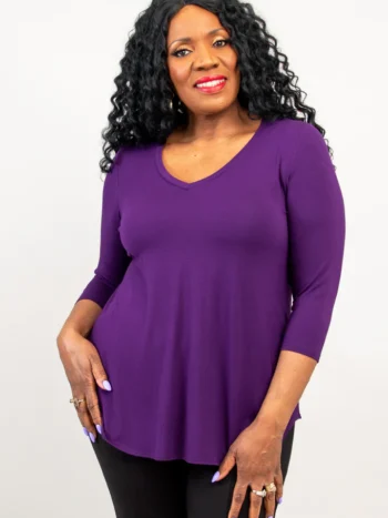 Blue Sky – Jackie 3/4 Sleeve Top Tees & Tanks Bamboo Blue Sky - Jackie 3/4 Sleeve Top