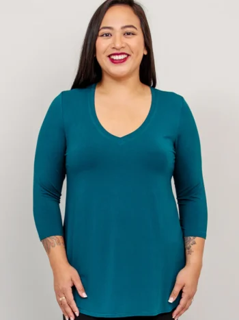 Blue Sky – Jackie 3/4 Sleeve Top Tees & Tanks Bamboo Blue Sky – Jackie 3/4 Sleeve Top Tees & Tanks Bamboo