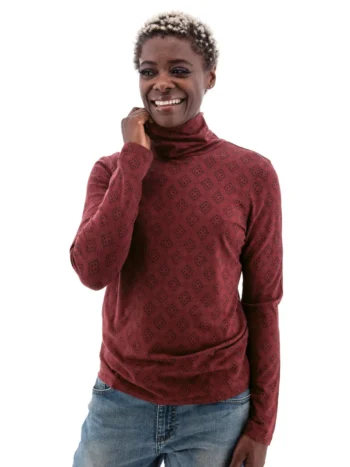 Old Ranch – Mariela Organic Geo Print Turtleneck Tops & Blouses Fair Trade Old Ranch – Mariela Organic Geo Print Turtleneck Tops & Blouses Fair Trade
