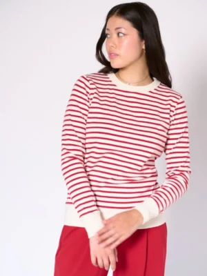 Preloved – Genevieve Stripe Crew Neck Top Tees & Tanks 100% cotton Preloved - Genevieve Stripe Crew Neck Top