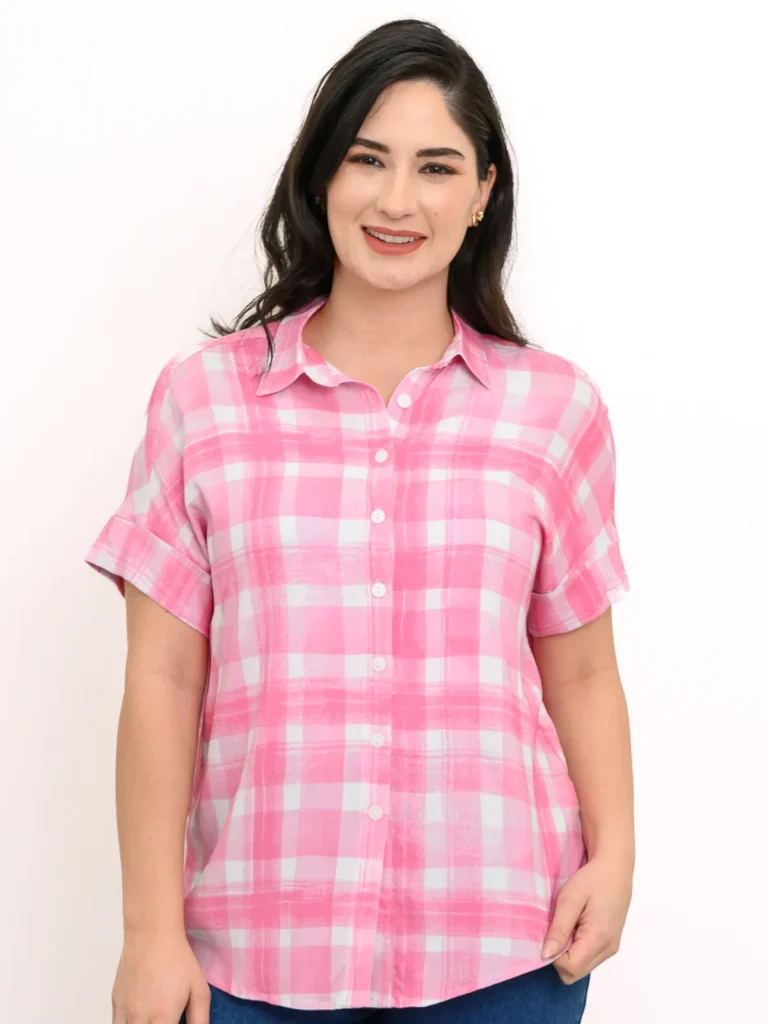 Carolina Blouse Pink Plaid crop