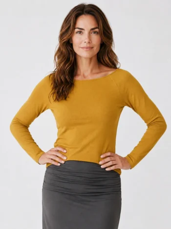 Om Grown – Sabrina Long Sleeve Boat Neck Top Tops & Blouses Designed in Canada