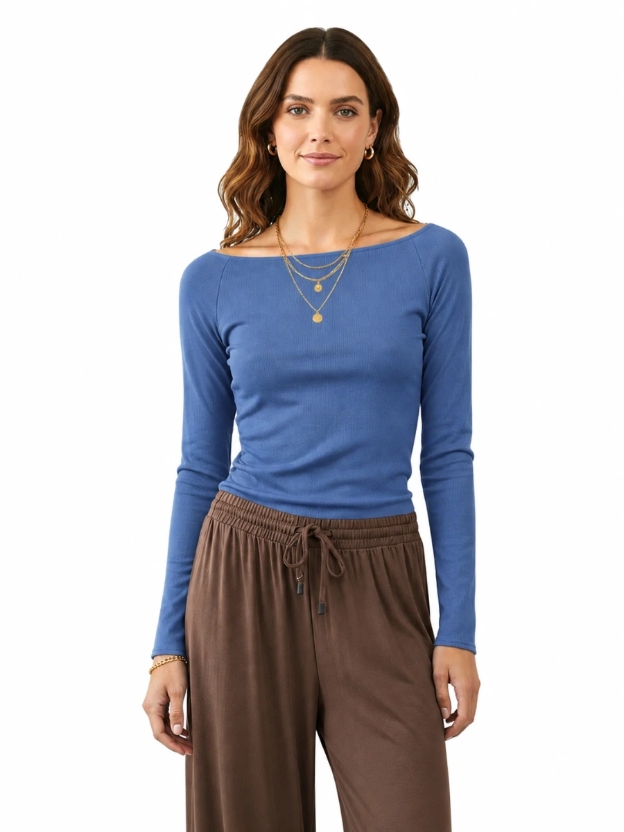 Om Grown – Sabrina Long Sleeve Boat Neck Top Tops & Blouses Designed in Canada Om Grown - Sabrina Long Sleeve Boat Neck Top - Image 4