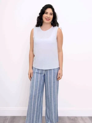 Blue Sky – Nina Tank Linen Bamboo Tees & Tanks Bamboo Blue Sky – Nina Tank Linen Bamboo Tees & Tanks Bamboo