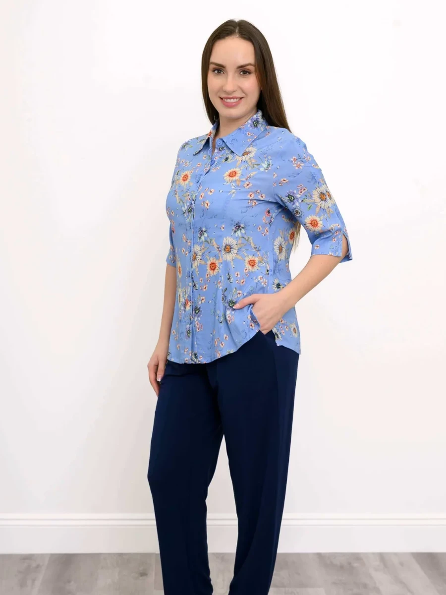 Blue Sky – Lorine Top – Print Tops & Blouses Bamboo Blue Sky - Lorine Top - Print - Image 3