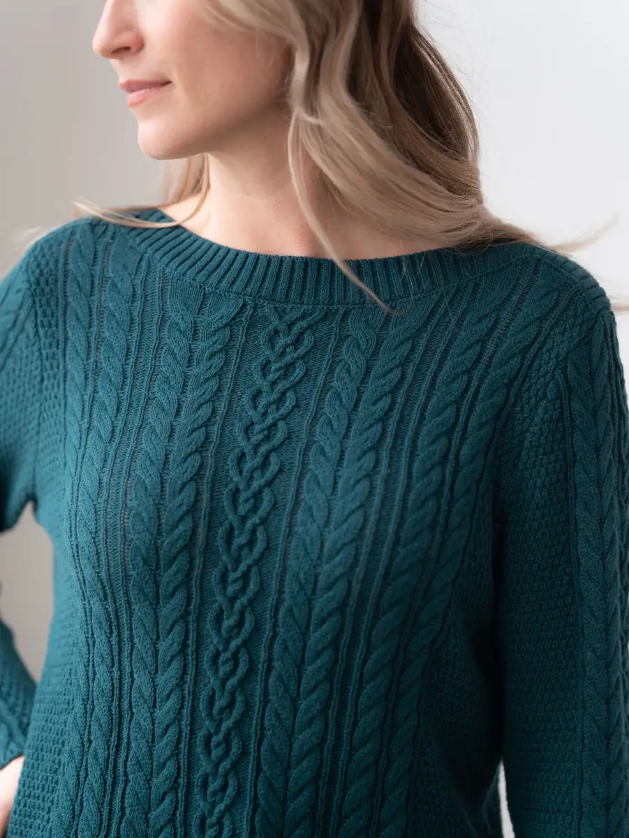 Echo Verde – Cable Car Sweater Organic Cotton Sweaters & Sweatshirts Designed in Canada Echo Verde - Cable Car Sweater Organic Cotton - Image 3