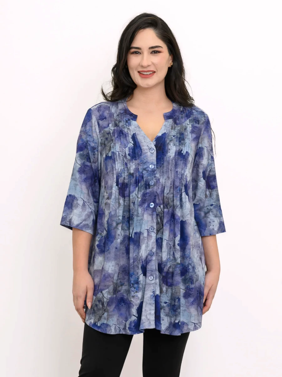 Blue Sky – Margate Blouse – Linen Bamboo Dresses & Tunics Bamboo Blue Sky - Margate Blouse - Linen Bamboo - Image 2