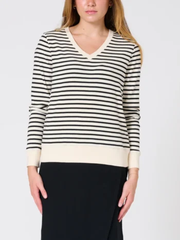 Preloved – Martina Stripe V-Neck Top Tees & Tanks Cotton Preloved – Martina Stripe V-Neck Top Tees & Tanks Cotton