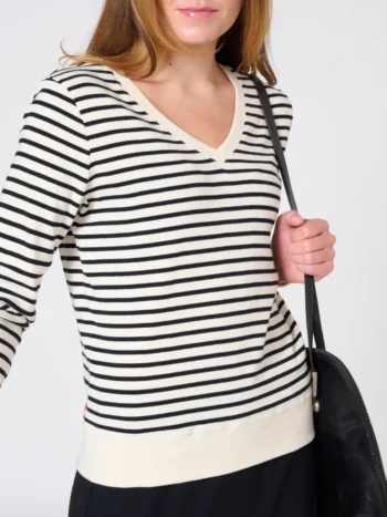 Preloved – Martina Stripe V-Neck Top Tees & Tanks Cotton