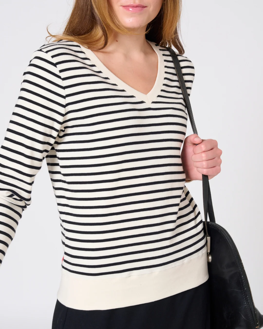 Preloved – Martina Stripe V-Neck Top Tees & Tanks Cotton Preloved - Martina Stripe V-Neck Top - Image 2