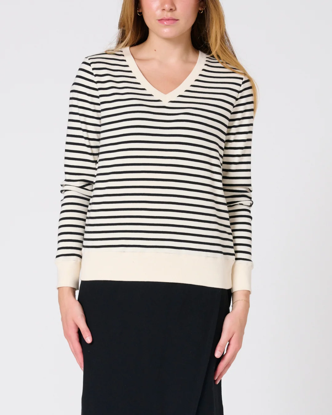 Preloved – Martina Stripe V-Neck Top Tees & Tanks Cotton Preloved - Martina Stripe V-Neck Top - Image 6