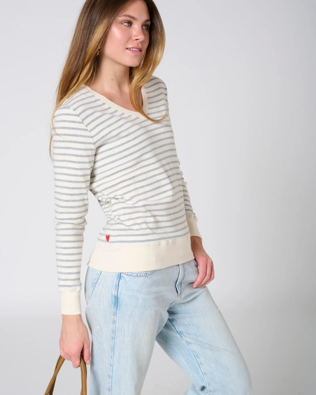 Preloved – Martina Stripe V-Neck Top Tees & Tanks Cotton Preloved - Martina Stripe V-Neck Top - Image 4