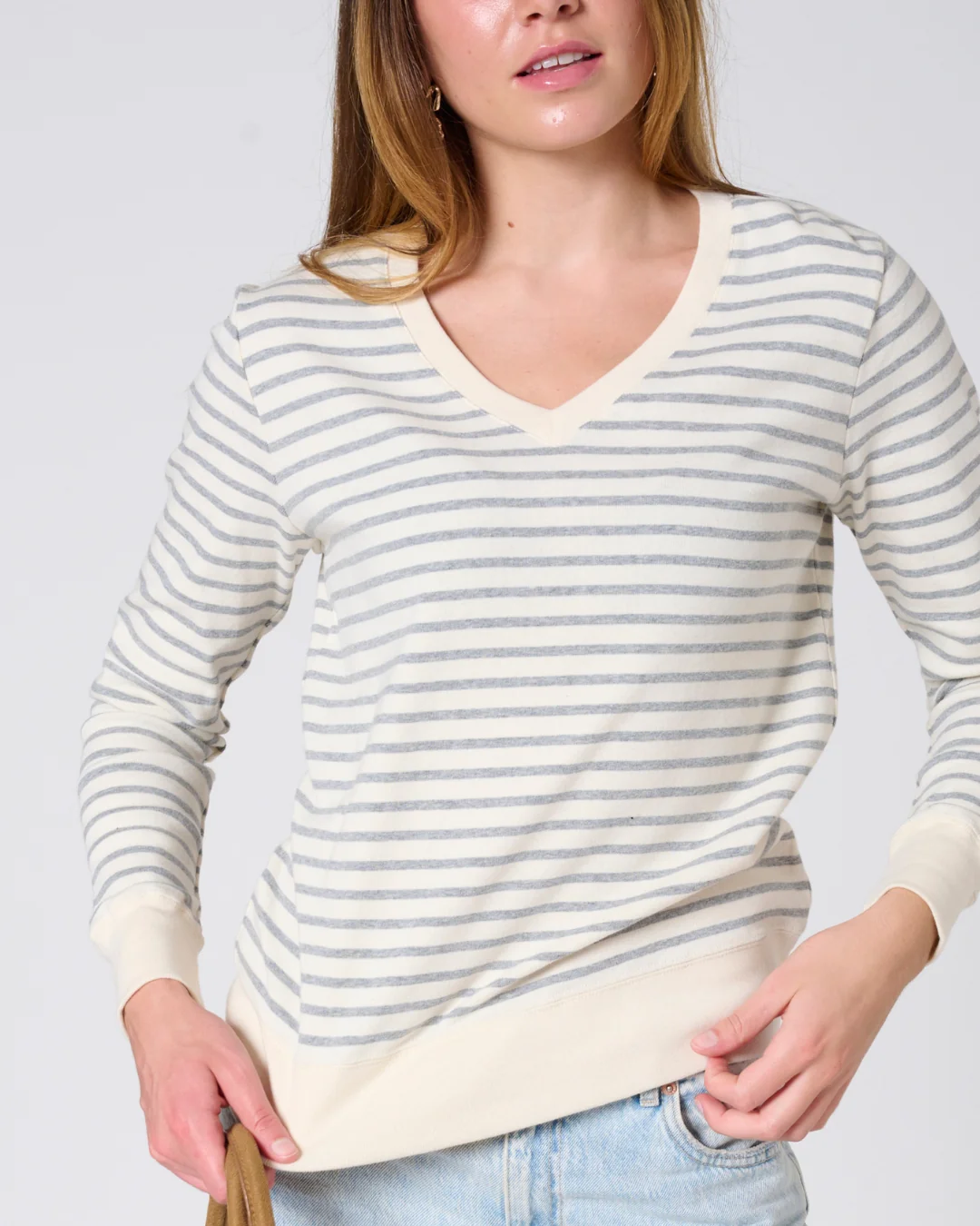 Preloved – Martina Stripe V-Neck Top Tees & Tanks Cotton Preloved - Martina Stripe V-Neck Top
